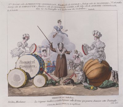 Personajes de una farsa Los Seis Zapatitos o Encuentro de Cenicientas, c.1810 de French School
