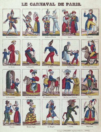 Personajes del Carnaval de París, c.1840 de French School