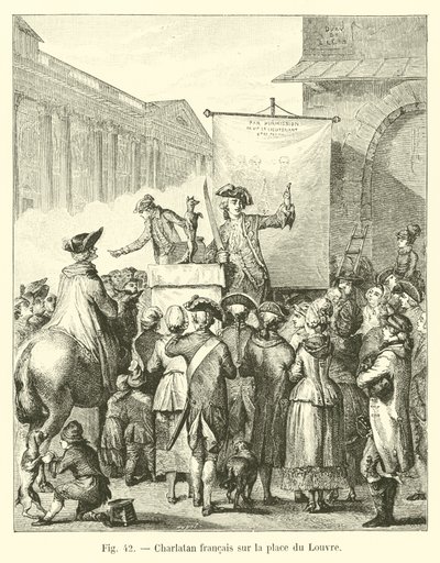 Charlatán francés en la plaza del Louvre de French School