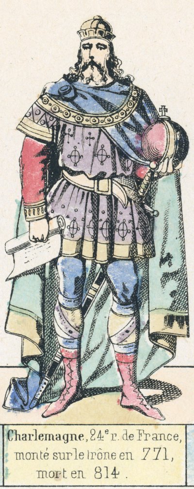 Carlomagno, 24º rey de Francia, sube al trono en 771, muere en 814 de French School
