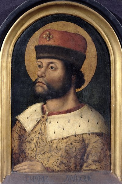 Carlomagno, Carlos el Grande (742-814) Rey de los Francos, c.1520 (óleo sobre tabla) de French School