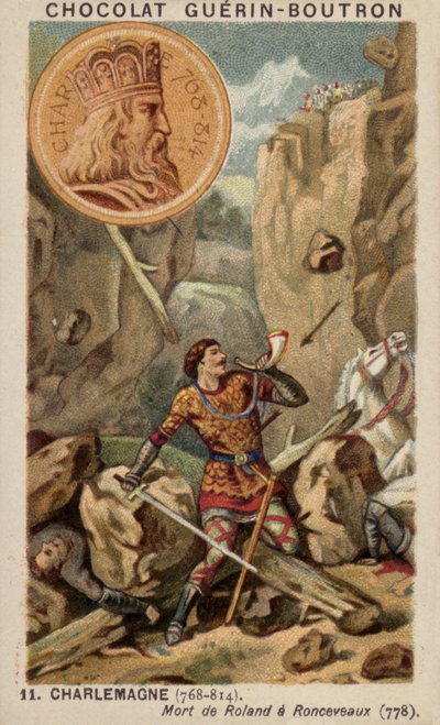 Carlomagno y la muerte de Roldán en Roncesvalles, 778 de French School
