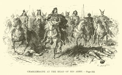 Carlomagno al frente de su ejército de French School