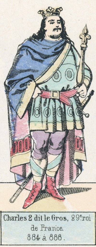 Carlos II llamado el Gordo, 29º rey de Francia, 884 a 888 de French School
