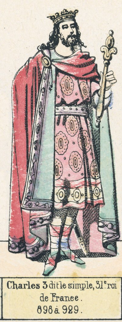 Charles III llamado el Simple, 31º rey de Francia, 898 a 929 de French School