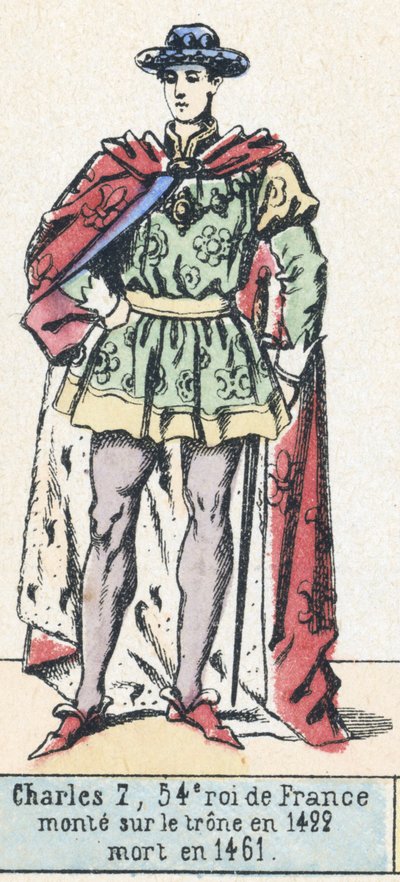 Carlos VII, 54º rey de Francia, sube al trono en 1422, muere en 1461 de French School