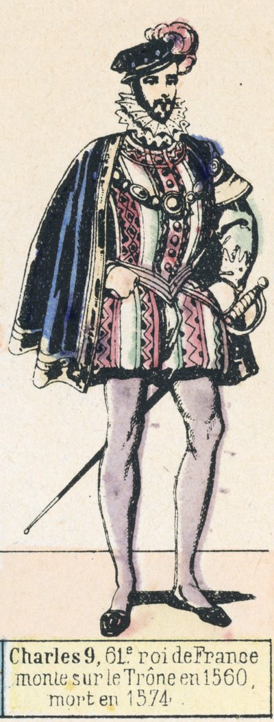 Carlos IX, 61º rey de Francia, subió al trono en 1560, murió en 1574 de French School