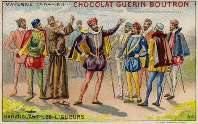 Carlos, duque de Mayenne, dirigiéndose a los miembros de la Liga Católica de French School