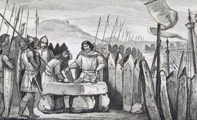 Carlos III el Gordo (839-88) paga a los invasores vikingos en 886, de 