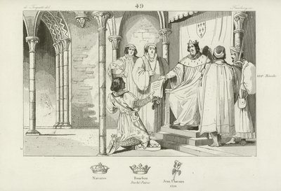 Carlos IV de Francia nombra a Luis, conde de Clermont-en-Beauvaisis, duque de Borbón, 1327 de French School