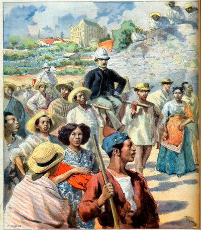 Charles Le Myre de Vilers (1833-1918) en Madagascar (intento de reconciliación entre el gobierno de Tananarive y Francia) ilustración de 
