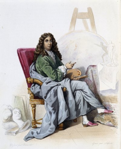 Charles Lebrun (Le Brun) (1619-1690) pintor y decorador francés- en "Le Plutarque français", por Mennechet, París de French School