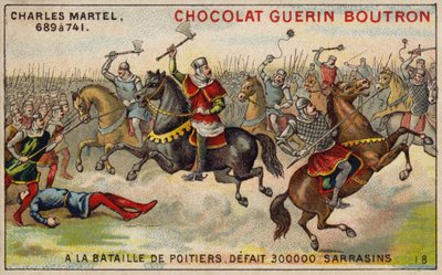 Carlos Martel derrotando a un ejército de 300,000 sarracenos en la Batalla de Poitiers, 732 de French School