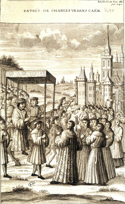 Carlos VII entró en Caen en 1450 de French School