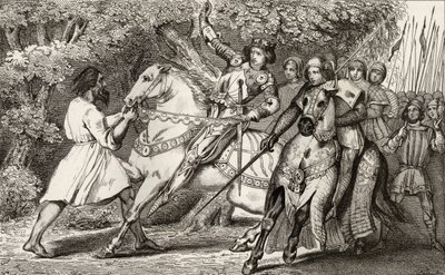 Carlos VI (1368-1412) el Loco es informado de una emboscada en el bosque cerca de Angers, de 