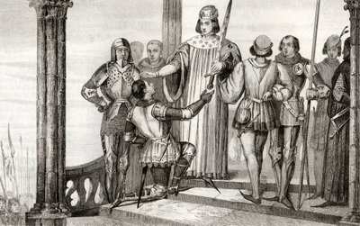 Carlos V (1358-80) el Sabio entrega su espada a Duguesdin, de 