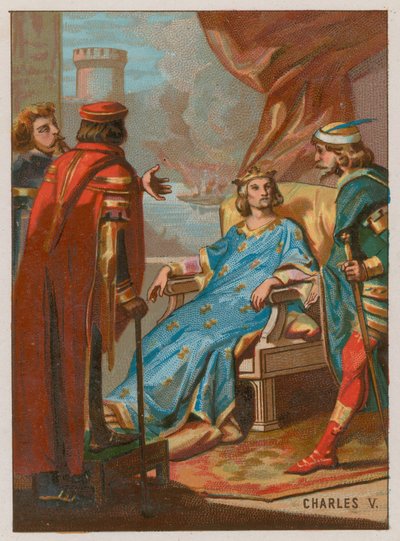 Carlos V en la batalla de Poitiers de French School
