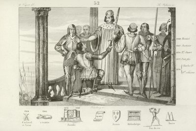 Carlos V de Francia ofreciendo a Bertrand Duguesclin la espada de condestable de Francia de French School