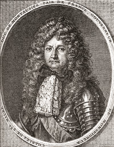 Charles de Sainte-Maure, duque de Montausier. Soldado francés y gobernador del delfín, Luis el Gran Delfín. De Les Heures Libres publicado en 1908 de French School