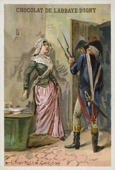 Charlotte Corday, asesina del líder jacobino revolucionario francés Jean-Paul Marat de French School