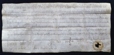 Carta firmada por Hugues I Capeto (941-996), Rey de Francia, 988 de French School