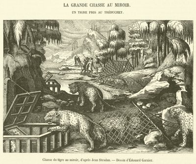 Caza del tigre con espejo de French School