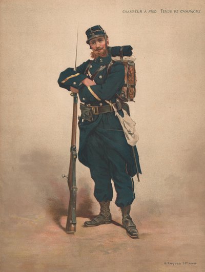 Cazador a pie, uniforme de campaña de French School