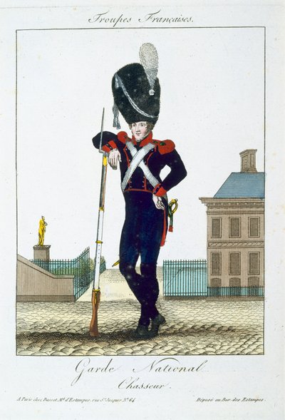 Cazador de la Guardia Nacional, de Troupes Francaises, pub. chez Basset, París, c.1790 de French School