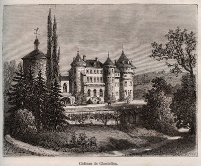 Chateau de Chastellux - Chastellux sur cure, Borgoña - grabado en 