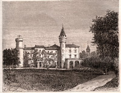 Chateau de Lamartine - 71520 Saint Point - grabado en “La France illustrée: géographie, histoire, administration statistique” por V.A. Malt-Brown. 1884 de French School