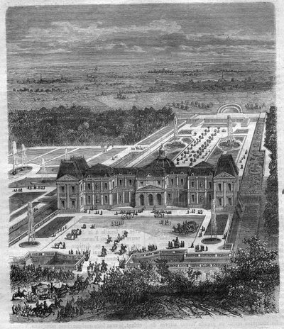 Chateau de Vaux Le Visomte (Vaux-Le-Vicomte) por Nicolas Fouquet (1615-1680), Vizconde de Melun y de Vaux Superintendente de Finanzas de Luis XIV. Grabado en "Histoire des Papes-Rois-Queen and Empereurs a travers les centuries" por Maurice Lachatre de French School
