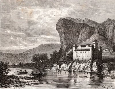 Chateau de la Caze en Lozere - grabado en “La France illustrée: geografía, historia, administración estadística” por V.A. Malt-Brown. 1884 de French School