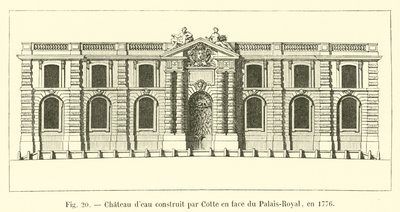 Castillo de agua construido por Cotte frente al Palais-Royal, en 1776 de French School