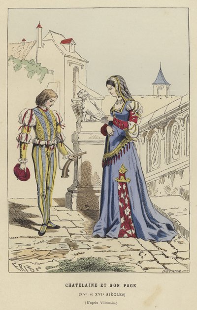 Chatelaine y su paje, siglo XV o XVI de French School