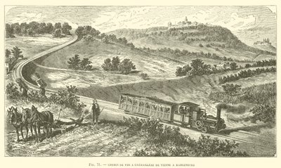 Chemin de Fer a Cremaillere de Vienne a Kahlenberg (grabado) de French School