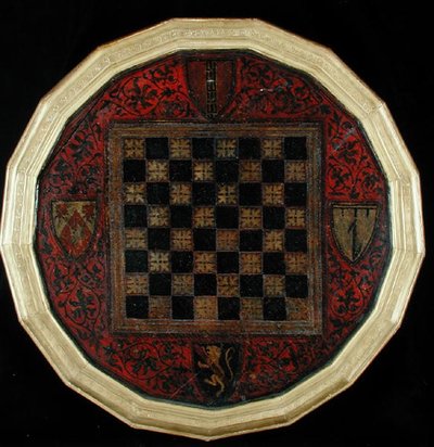 Tablero de ajedrez con cuatro escudos de armas, c.1400-30 de French School