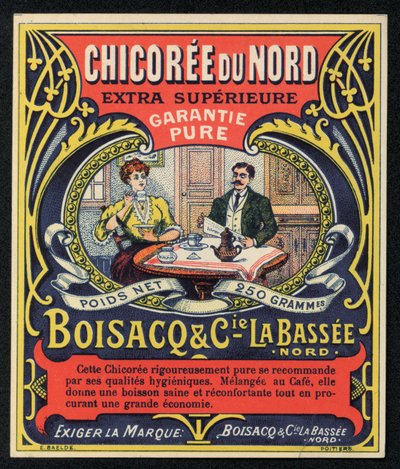 Chicoree du Nord, Boisacq y Cie la Bassee, anuncio (litografia en color) de French School