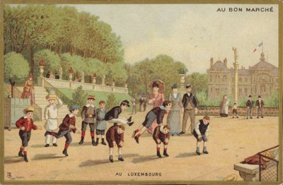 Niños jugando a la rana en los jardines de Luxemburgo de French School