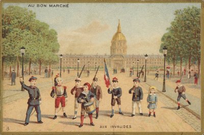 Niños jugando a ser soldados en la plaza de French School