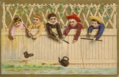 Niños pescando con zapato y tetera de French School