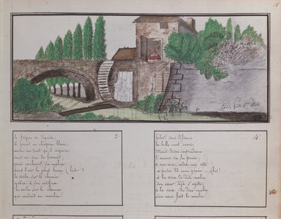Boceto infantil de un molino de agua, 1820 de French School