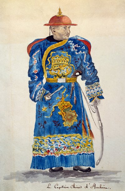 Capitán chino de Ambon, Molucas, acuarela por Jules-Louis Lejeune, basado en el Viaje alrededor del mundo de French School