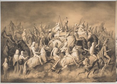 Chir Singh, maharajá de los sikhs y rey del Punjab con su séquito cazando cerca de Lahore, de 