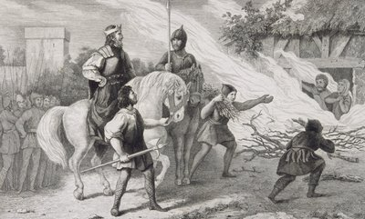 Clotario I (497-561) quema a su hijo rebelde y su familia, de 