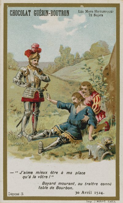 Tarjeta comercial de Chocolat Guerin-Boutron, serie Palabras Históricas de French School