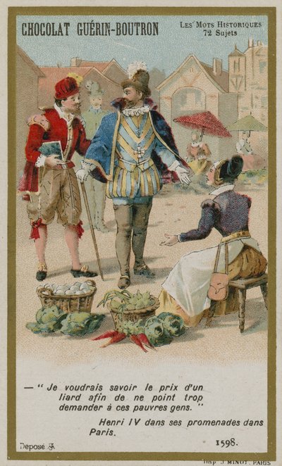 Tarjeta comercial de Chocolat Guerin-Boutron, serie Palabras Históricas de French School
