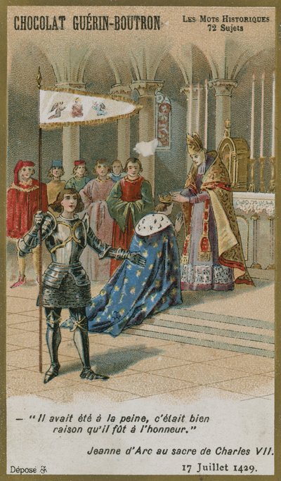 Tarjeta comercial de Chocolat Guerin-Boutron, serie Palabras Históricas de French School