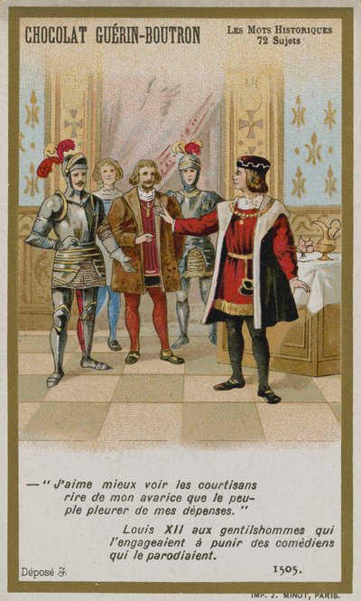 Tarjeta comercial de Chocolat Guerin-Boutron, serie Palabras Históricas de French School