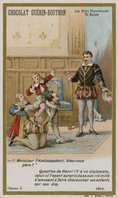 Tarjeta comercial de Chocolat Guerin-Boutron, serie Palabras Históricas de French School