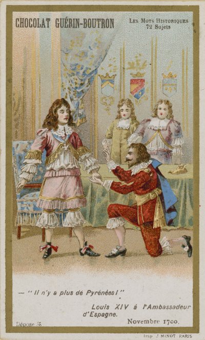 Tarjeta comercial de Chocolat Guerin-Boutron, serie Palabras Históricas de French School